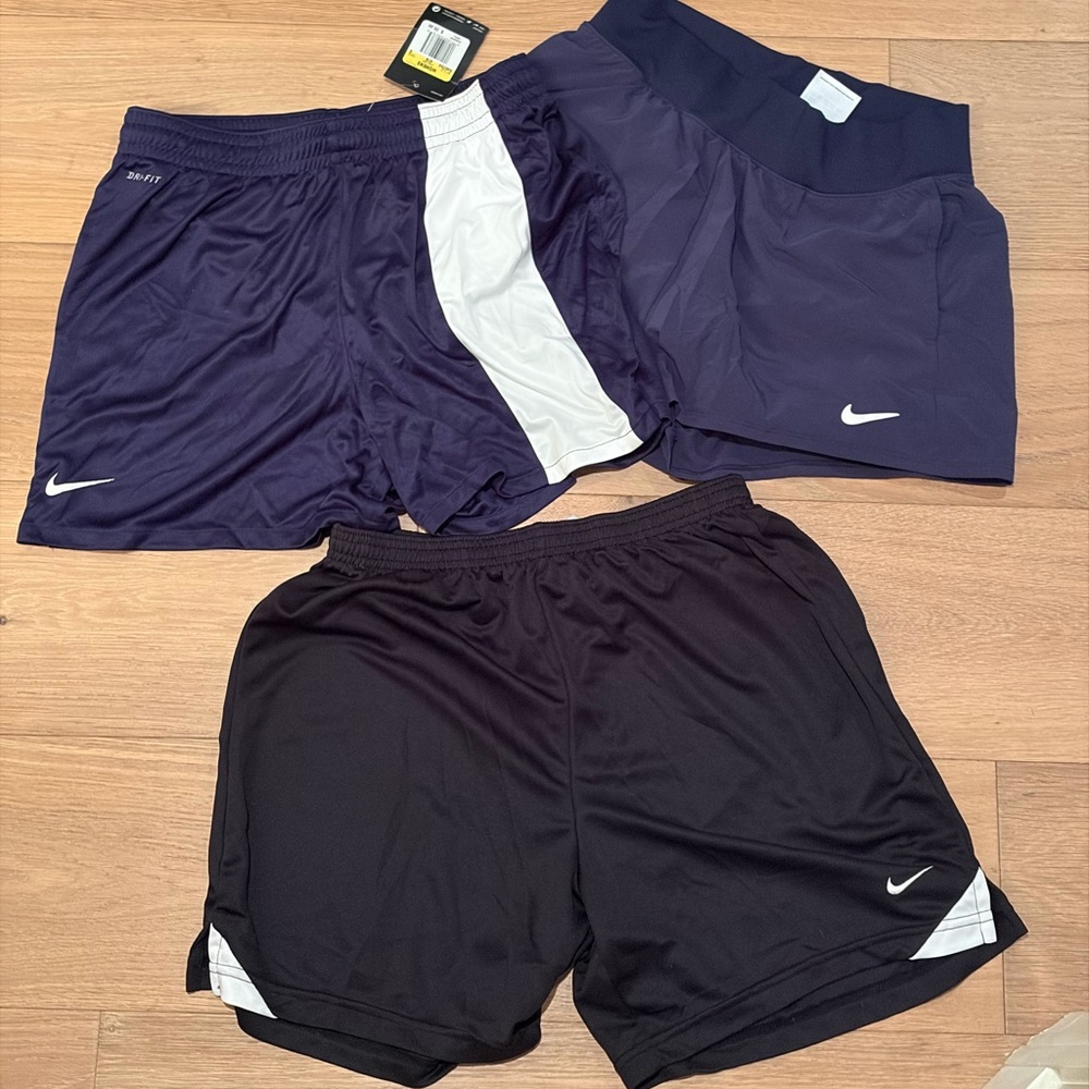 Nike Women's Dri-FIT Shorts - Navy and White